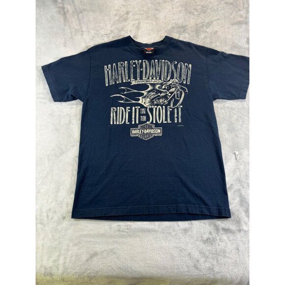 Harley Davidson Shirt Men's Medium Blue Ride it like You Stole it Tshirt - Picture 3 of 8